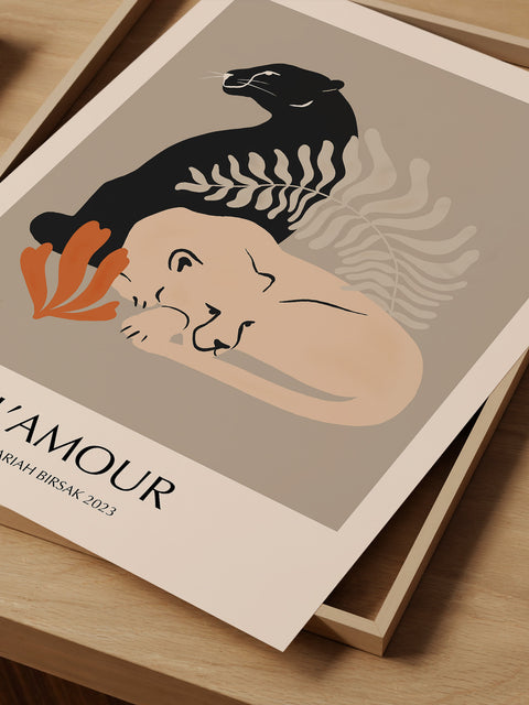L'amour Leopard and Panther Poster
