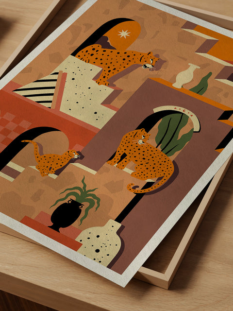 Golden Hour Zen Leopards Open Edition Print