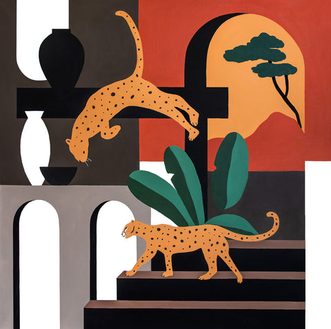 Mariah Birsak - "Garden ll" Leopard Painting, 2022 - Mariah Birsak